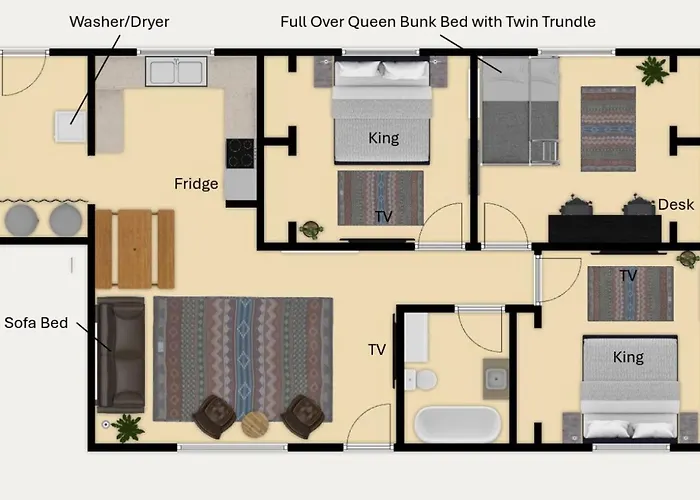 3bd, King, Brkfst, Large Tvs, Wd, Sleeps 11, Bbq